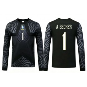 Brasilien Alisson Becker #1 Målvakt Hemmakläder VM 2026 Långärmad
